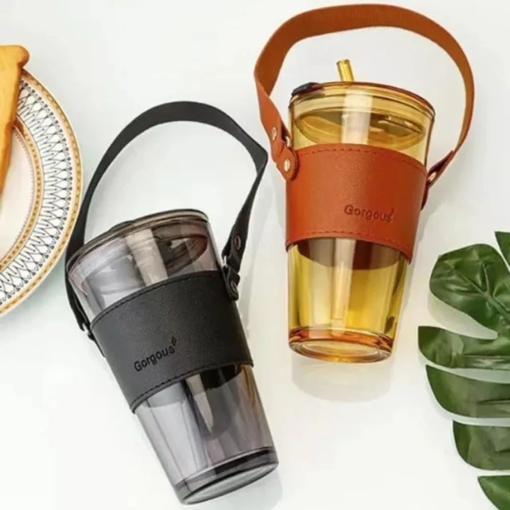 Leather Strap Glass Tumbler